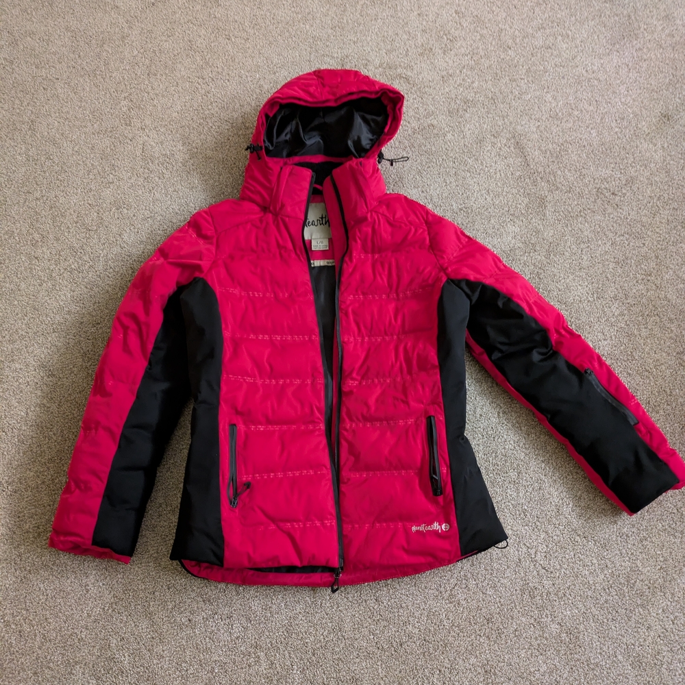 Women's Snow Red and Black Hooded Jacket